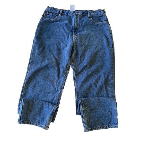 Carhartt Mens Blue Denim Jeans 42x34 Relaxed Fit 100% Cotton Straight Leg - Picture 1 of 8